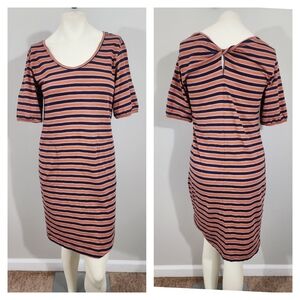 Pact stripe avery‎ midi dress womens S 100% organic cotton casual pockets comfy
